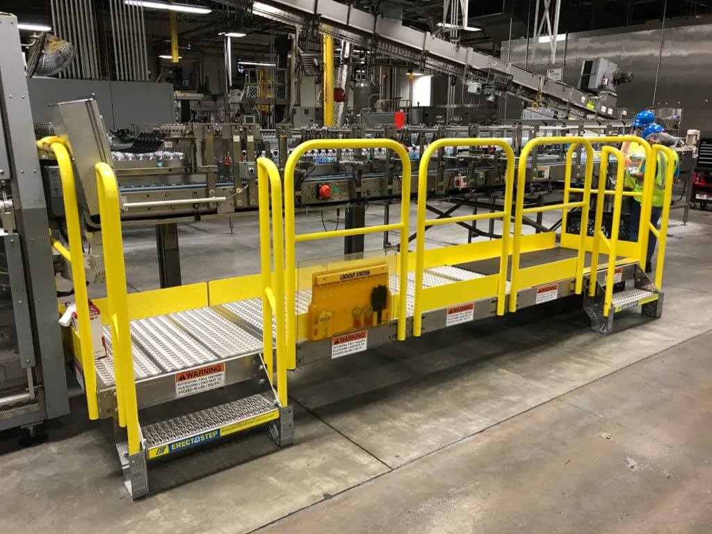 Erectastep manufacturing equipment access platform and industrial stairs