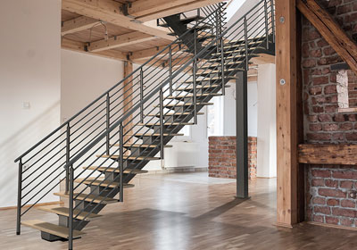 Stringer Stairs in wood interior thumbnail